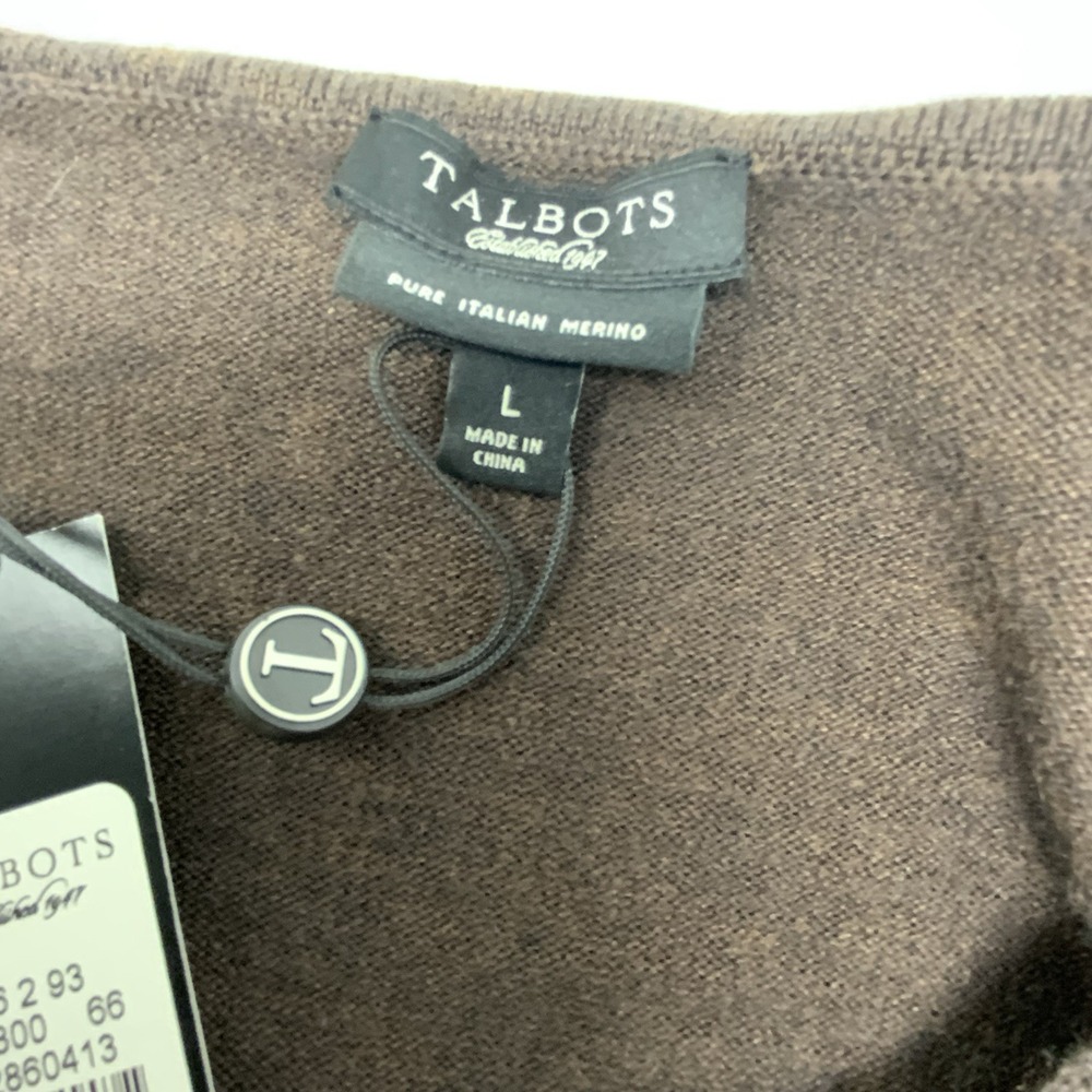 Talbots Merino Wool Blend Sweater Dress Size‎ Large Brown Black Knee Length NWT - Picture 6 of 7